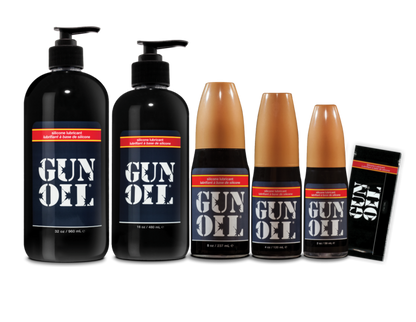 GUN OIL® Silicone Lubricant with long-lasting formula, waterproof design, and soothing Vitamin E and Aloe Vera for ultimate comfort.