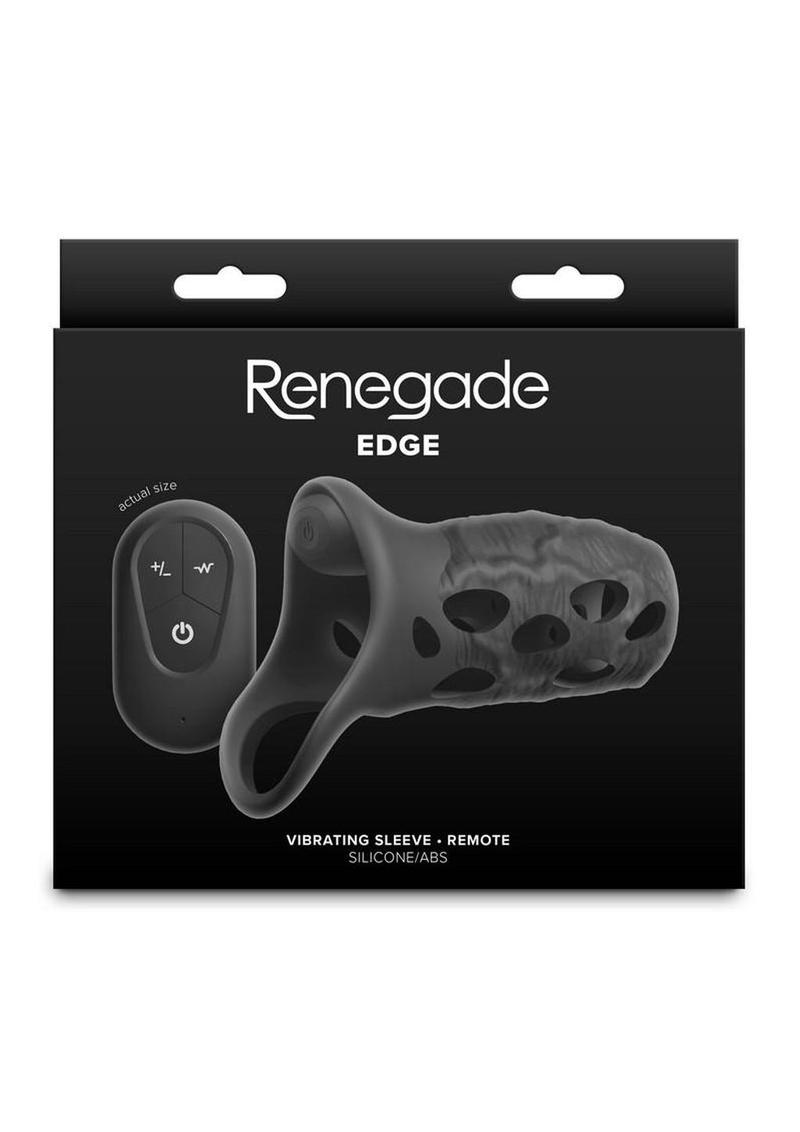 Renegade Edge Rechargeable Silicone Vibrating Penis Sleeve with Remote - Black