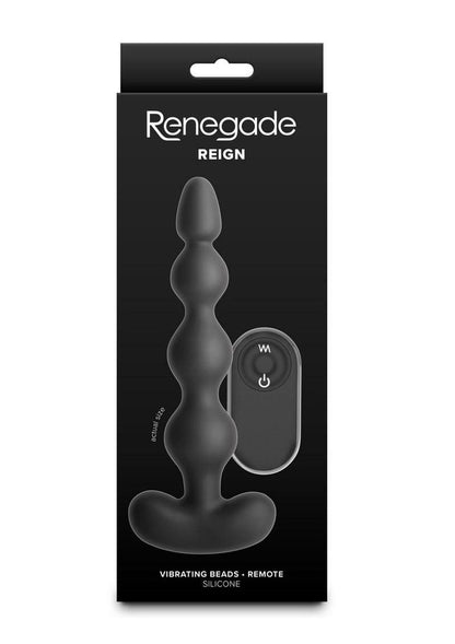 Renegade Reign Rechargeable Silicone Vibrating Anal Beads with Remote - Black