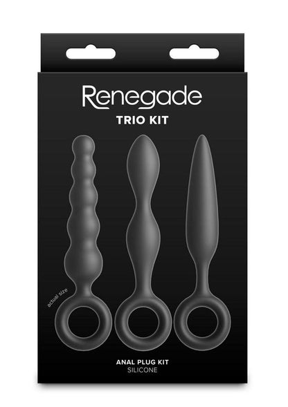 Renegade Trio Kit Silicone Anal Plug - Black - 3 Piece/Set
