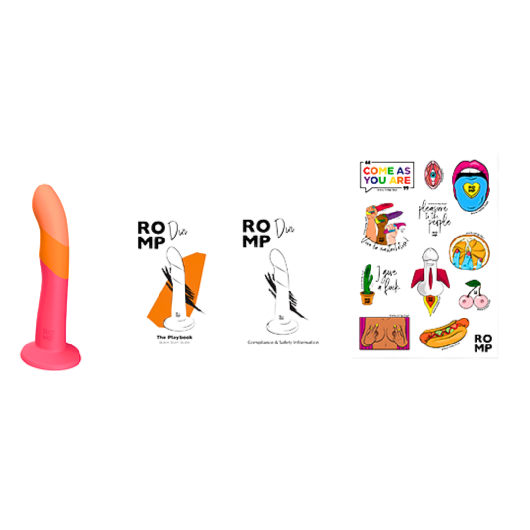7-inch curved silicone dildo with suction-cup base, harness compatibility, and g/p-spot stimulation.
7-inch curved dildo, silicone dildo, g-spot and p-spot stimulation, suction-cup dildo, strap-on compatible dildo, bullet vibe compatible dildo, ROMP Riot compatible, waterproof silicone dildo, beginner-friendly dildo, advanced pleasure dildo, body-safe dildo.