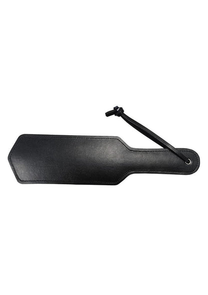Black leather paddle with 22 metal spike clusters, designed for advanced BDSM impact play.

