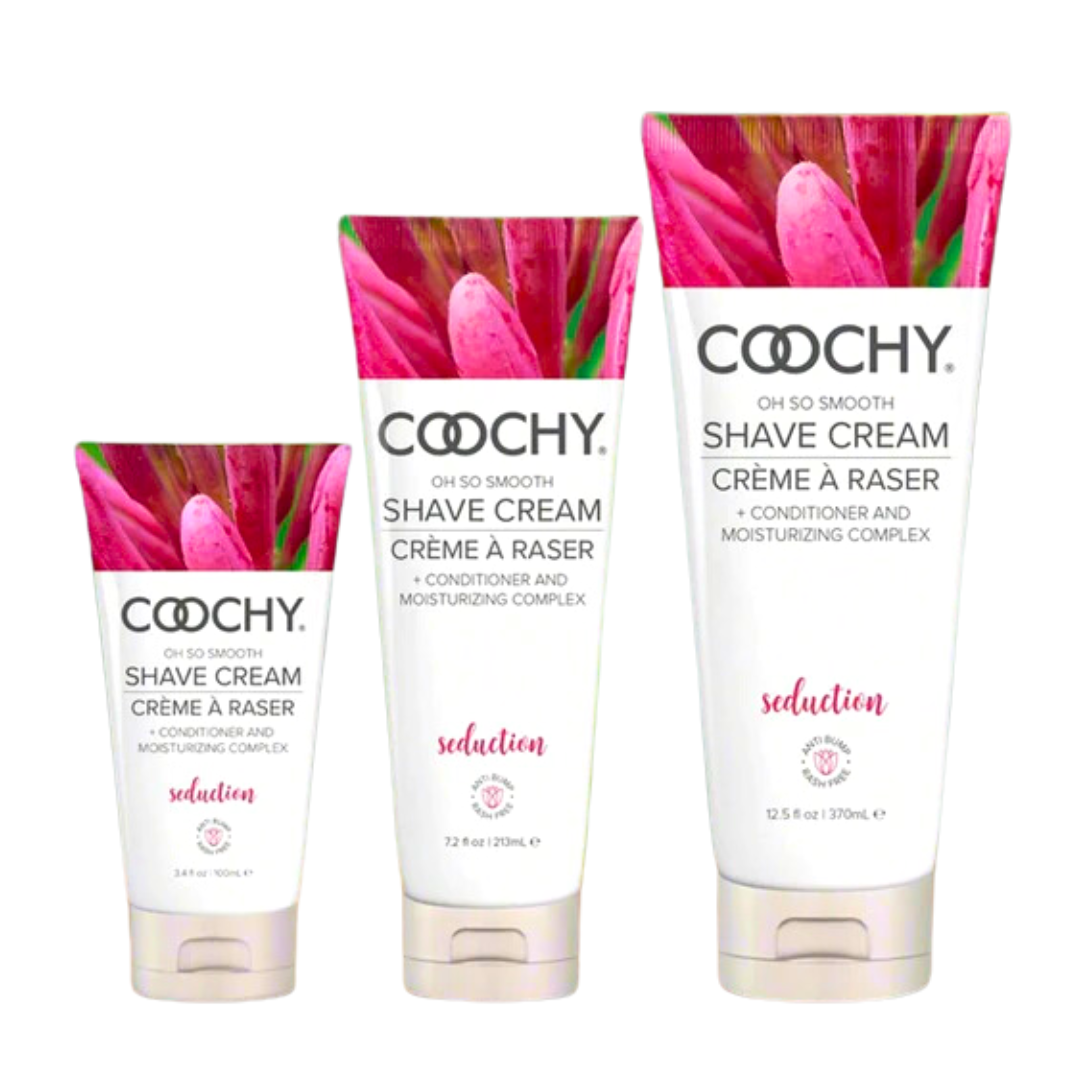 Coochy Seduction shave cream with honeysuckle, fruity twist, and honey scent, prevents razor bumps, ideal for sensitive skin, doubles as a hair conditioner.
Keywords: shave cream, anti-razor bump shave cream, honeysuckle shaving cream, sensitive skin shave cream, paraben-free shaving cream, TSA-friendly grooming product, unisex shaving cream, 2-in-1 shave cream and conditioner, sulfate-free shaving cream, smooth skin shaving solution. 