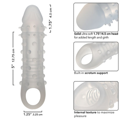Performance Maxx™ Liquid Silicone Adonis® Clear Liquid Silicone penis enhancer with a 1.75-inch solid head, textured interior, and built-in scrotum strap for secure, waterproof pleasure.

Performance Maxx Adonis, Liquid Silicone enhancer, penis sleeve with scrotum strap, textured hollow shaft, waterproof penis enhancer, phthalate-free silicone sleeve, length and girth enhancer, secure penis sleeve, clear silicone penis enhancer, premium penis extension