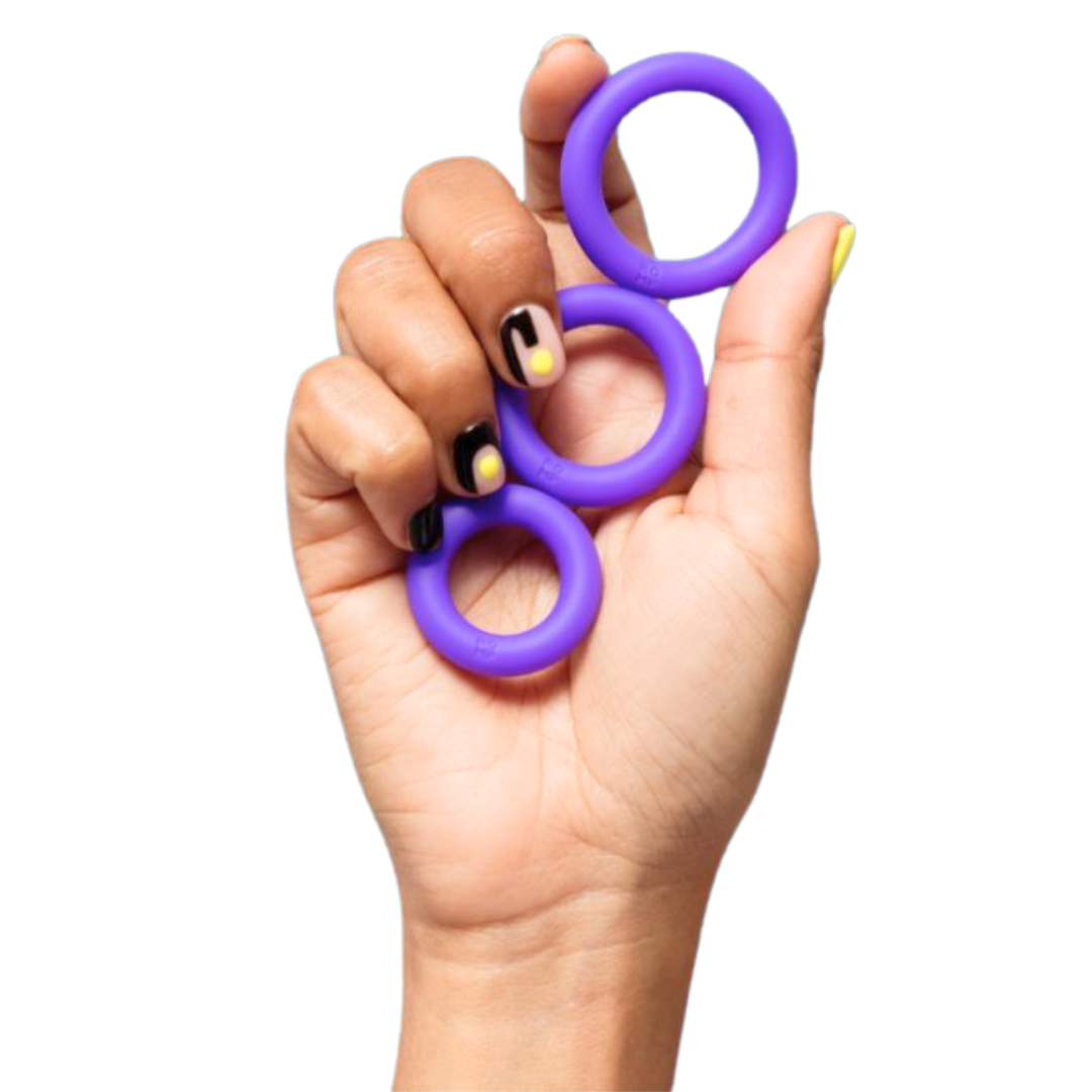 Set of three stretchy, body-safe silicone penis rings for enhanced endurance and erection strength.
silicone penis rings, stretchy cock rings, non-vibrating penis rings, erection booster rings, endurance cock rings, body-safe penis rings, ROMP cock rings, partner-approved penis rings, 3-piece cock ring set, skin-friendly penis rings, discreet shipping cock rings, erection support rings.