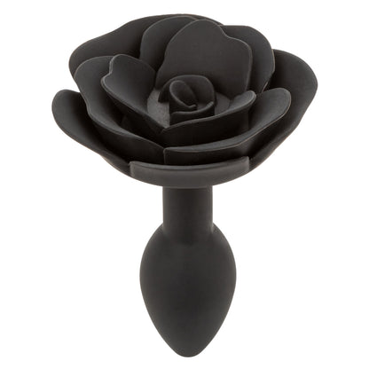 Forbidden™ Small Rose Anal Plug in black, featuring body-safe silicone, tapered design, sturdy base, and waterproof construction for safe and stylish anal pleasure.

small anal plug, beginner anal toy, body-safe silicone anal plug, waterproof anal plug, tapered anal plug, elegant anal toy, rose-themed anal plug, black silicone plug, anal plug with base