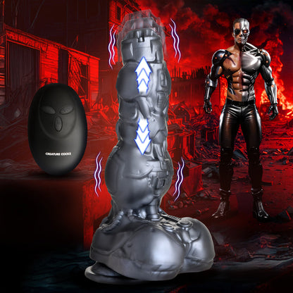 Thrusting and vibrating silicone dildo with suction cup and harness compatibility.

thrusting dildo, vibrating dildo, cyborg dildo, premium silicone dildo, waterproof dildo, harness-compatible dildo, suction cup dildo, rechargeable dildo, futuristic sex toy, advanced vibrating dildo