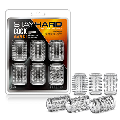 Stay Hard by Blush Clear Soft Tickler Stimulation Sleeve Kit, 6 unique textures, stackable, body-safe TPE, fits shafts and toys, compatible with silicone and water-based lubricants.

soft tickler sleeve kit, Stay Hard by Blush, textured stimulation sleeves, stackable pleasure sleeves, body-safe cock sleeve, toy enhancement kit, hybrid lube compatible, clear soft sleeves, mix and match pleasure accessories.