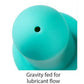 Product image, holes in the bottom, pre-lubricate through channel. Hole at the top, gravity fed for lubricant flow. Tapered base for comfort.
